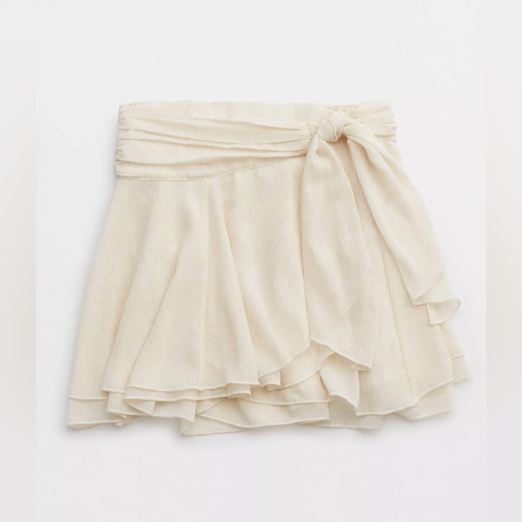 New Aerie Chiffon Wrap Mini Skirt Women S Vintage Vanilla